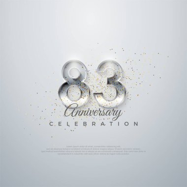 Poster, pankart ve kutlama için mükemmel bir vektör. 83. şık numara. parlak beyaz bir arkaplanda.