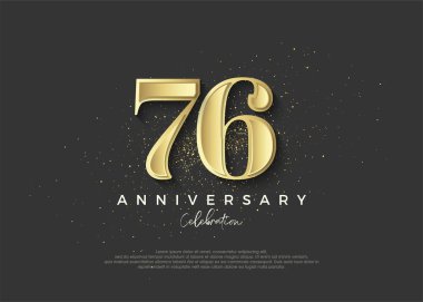 76. yıl dönümü altın. Doğum gününü kutlamak için birinci sınıf vektör tasarımı. Kutlama ve selamlama için mükemmel vektör arkaplanı.