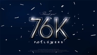 76 bin takipçiyi karşılamak için mavi gümüş tasarım.