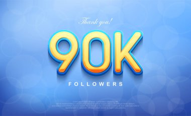 Teşekkür eden takipçiler için 90 bin numara, eşsiz mavi arka plan..