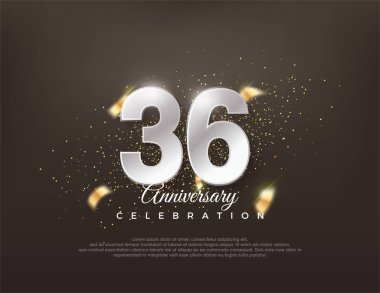 Gümüş metalik numara 36. Lüks ve zarif bir kutlama tasarımı. Poster, bayrak ve kutlama tebrikleri için en iyi vektör.