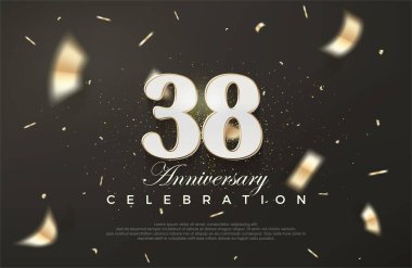 38. yıldönümü kutlaması için siyah arka plan. Birinci sınıf vektör arkaplanı. Poster, bayrak ve kutlama tebrikleri için en iyi vektör.