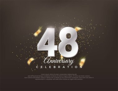 Gümüş metalik numara 48. Lüks ve zarif bir kutlama tasarımı. Poster, bayrak ve kutlama tebrikleri için en iyi vektör.