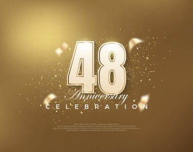Altın zemin üzerinde beyaz rakamlarla lüks altın 48. yıldönümü kutlaması. Poster, bayrak ve kutlama tebrikleri için en iyi vektör.