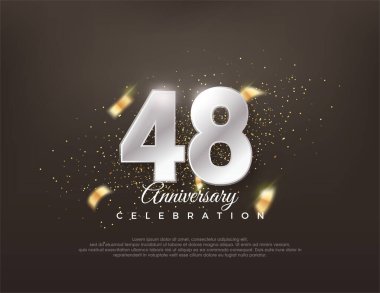 Gümüş metalik numara 48. Lüks ve zarif bir kutlama tasarımı. Poster, bayrak ve kutlama tebrikleri için en iyi vektör.