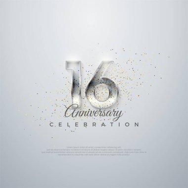 Poster, pankart ve kutlama için en iyi vektör. 16. zarif numara. parlak beyaz bir arkaplanda.