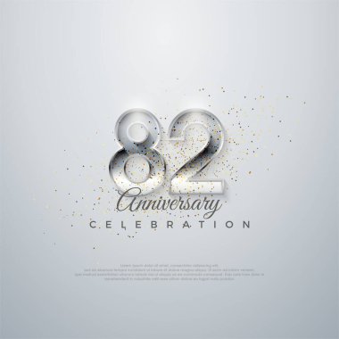 Poster, pankart ve kutlama için mükemmel bir vektör. 82. şık numara. parlak beyaz bir arkaplanda.