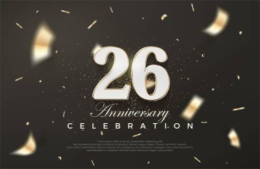 26. yıldönümü kutlaması için siyah arka plan. Birinci sınıf vektör arkaplanı. Poster, bayrak ve kutlama tebrikleri için en iyi vektör.