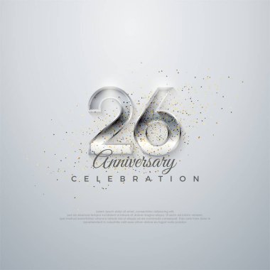 Poster, pankart ve kutlama için mükemmel bir vektör. 26 numara. parlak beyaz bir arkaplanda.