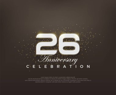 Modern numara 26. Şık yıldönümü kutlama vektörü tasarımı. Poster, bayrak ve kutlama tebrikleri için en iyi vektör.