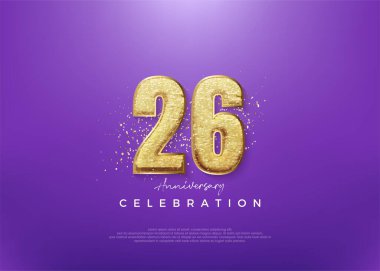 26. yıl dönümü numarası, parlak altın parıltılı numara. Kutlama ve selamlama için mükemmel vektör arkaplanı.