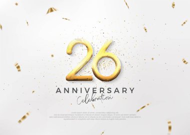 Basit ve parlak 26. yıl dönümü tasarımı. Lüks ve zarif altın numaralar. Kutlama ve selamlama için mükemmel vektör arkaplanı.