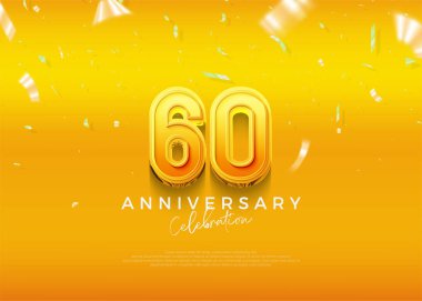 Basit ve zarif tasarım, 60. yıl dönümü kutlaması ve güzel sarı renkler. Kutlama ve selamlama için mükemmel vektör arkaplanı.