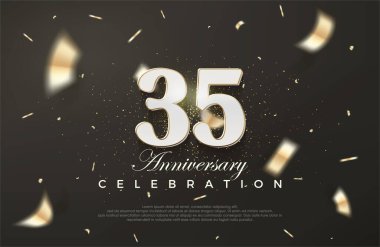35. yıldönümü kutlaması için siyah arka plan. Birinci sınıf vektör arkaplanı. Poster, bayrak ve kutlama tebrikleri için en iyi vektör.
