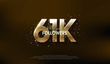 Çok lüks bir altın rengi olan 61 bin takipçiye teşekkür etmek için modern tasarım..
