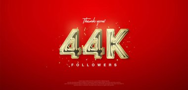 44.000 altın sayı, takipçiler için teşekkürler. posterler, sosyal medya afişleri.