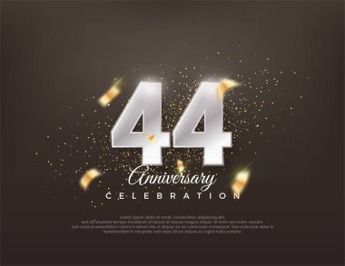 Gümüş metalik numara 44. Lüks ve zarif bir kutlama tasarımı. Poster, bayrak ve kutlama tebrikleri için en iyi vektör.