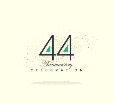 44. yıldönümü kutlaması için modern ve basit sayı dizaynı. Poster, bayrak ve kutlama tebrikleri için en iyi vektör.