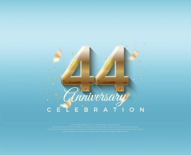 44. yıldönümü numarası. Zarif ve lüks üç boyutlu numaralarla. Kutlama ve selamlama için mükemmel vektör arkaplanı.