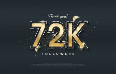 72k takipçi tasarımı parlak altın renginde.