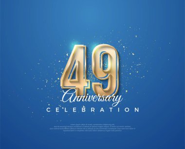 Altın ve mavi arasında lüks bir tasarımla 49. yıl dönümü. Poster, bayrak ve kutlama tebrikleri için en iyi vektör.