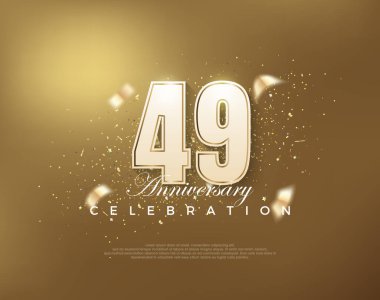Altın zemin üzerinde beyaz rakamlarla lüks altın 49. yıl dönümü kutlaması. Poster, bayrak ve kutlama tebrikleri için en iyi vektör.