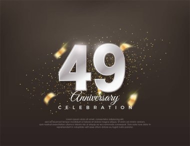 Gümüş metalik numara 49. Lüks ve zarif bir kutlama tasarımı. Poster, bayrak ve kutlama tebrikleri için en iyi vektör.