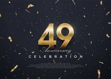 49. yıldönümü kutlaması, 3D vektör tasarımı, lüks ve parlak altın. Kutlama ve selamlama için mükemmel vektör arkaplanı.