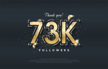 Parlak altın rengi 73k takipçi tasarımı.