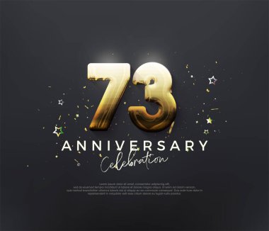73. yıl dönümü kutlaması, siyah arka planda parlak altın rakamlarla. Kutlama ve selamlama için mükemmel vektör arkaplanı.