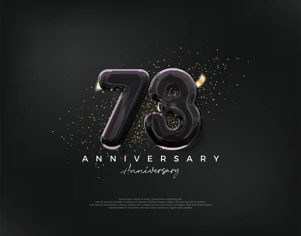 73rd anniversary celebration, vector design with luxury black balloons illustration. Premium vector background for greeting and celebration.