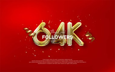 Metalik altın balon resimli 64 bin takipçisi için teşekkürler..