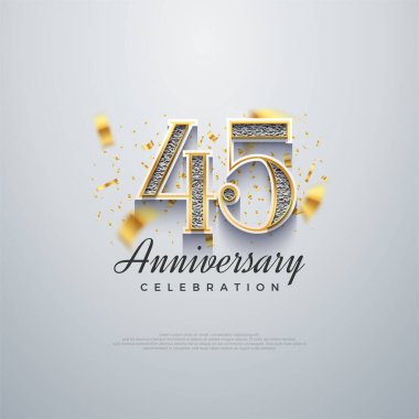 45. yıldönümü numarası, parlak lüks. Birinci sınıf vektör geçmişleri. Kutlama ve selamlama için mükemmel vektör arkaplanı.