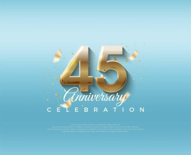 45. yıldönümü numarası. Zarif ve lüks üç boyutlu numaralarla. Kutlama ve selamlama için mükemmel vektör arkaplanı.