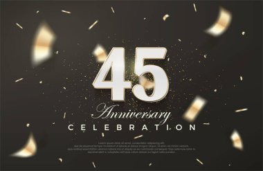 45. yıldönümü kutlaması için siyah arka plan. Birinci sınıf vektör arkaplanı. Poster, bayrak ve kutlama tebrikleri için en iyi vektör.