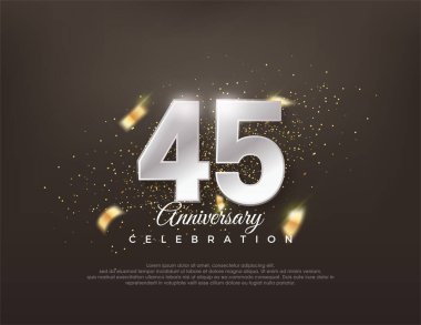 Gümüş metalik numara 45. Lüks ve zarif bir kutlama tasarımı. Poster, bayrak ve kutlama tebrikleri için en iyi vektör.