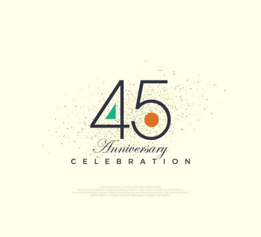 45. Yıldönümü kutlamaları için modern ve basit sayı dizaynı. Poster, bayrak ve kutlama tebrikleri için en iyi vektör.