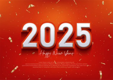 3D gerçekçi 2025 numaralı yumuşak kırmızı renkli. 2025 afişi, takvimi ve sosyal medya paylaşımı için basit ve güzel bir tasarım..