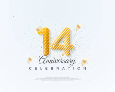 Yıl dönümü kutlaması için 14 numara. Eşsiz ve temiz balon numaralarıyla. Poster, bayrak ve kutlama tebrikleri için en iyi vektör.