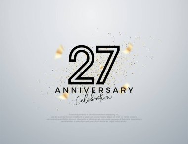 27. yıldönümü kutlaması için basit bir çizgi tasarımı. Poster, bayrak ve kutlama tebrikleri için en iyi vektör.
