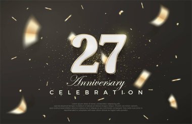 27. yıldönümü kutlaması için siyah arka plan. Birinci sınıf vektör arkaplanı. Poster, bayrak ve kutlama tebrikleri için en iyi vektör.