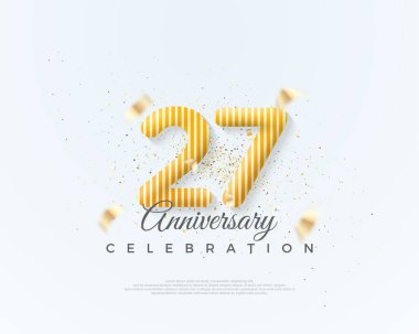 Yıl dönümü kutlaması için 27 numara. Eşsiz ve temiz balon numaralarıyla. Poster, bayrak ve kutlama tebrikleri için en iyi vektör.