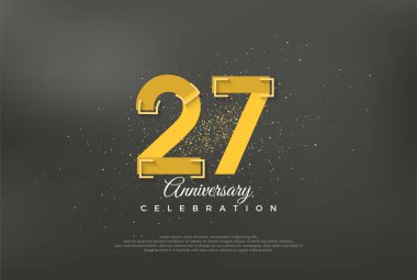 Yıl dönümü numarası modern, 27. yıldönümü için özel vektör arkaplanı. Poster, bayrak ve kutlama tebrikleri için en iyi vektör.