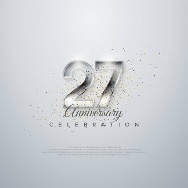 Poster, afiş, kutlama tebrikleri için mükemmel bir vektör. 27. Zarif numara. parlak beyaz bir arkaplanda.