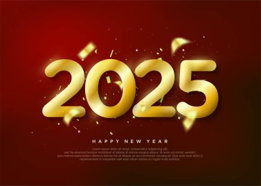 Altın numara 2025 parlak, lüks 2025 yeni yıl selamları..