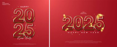 Altın çizgiler 2025 yılını daha lüks hale getiriyor. Yeni yıl 2025 premium vektör tasarımı. Pankartlar, posterler, kapaklar ve tebrik kartları için tasarım.