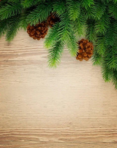 Ramos Árvore Natal Fundo Madeira Textura Ano Novo — Fotografia de Stock