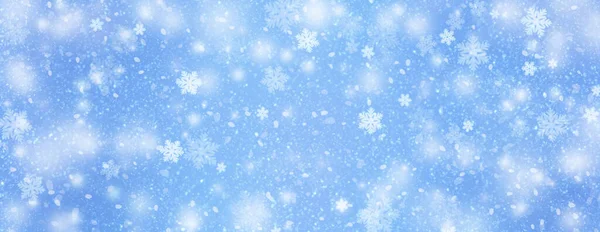 雪の森の冬の背景 霜の強い朝に雪に覆われた木々 雪の結晶と冬の背景 クリスマスと新年のデザインのための雪のバナー — ストック写真