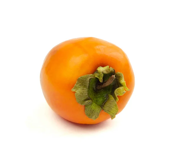 Persimmon Vit Bakgrund Mogen Och Välsmakande Frukt Bitar Läckra Mogna — Stockfoto
