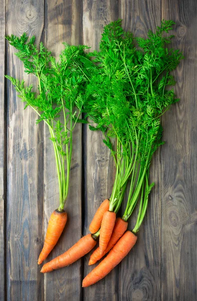 Healthy Food Concept Fresh Carrots Rustic Table Vegetables Vitamins Keratin — Stock Photo, Image